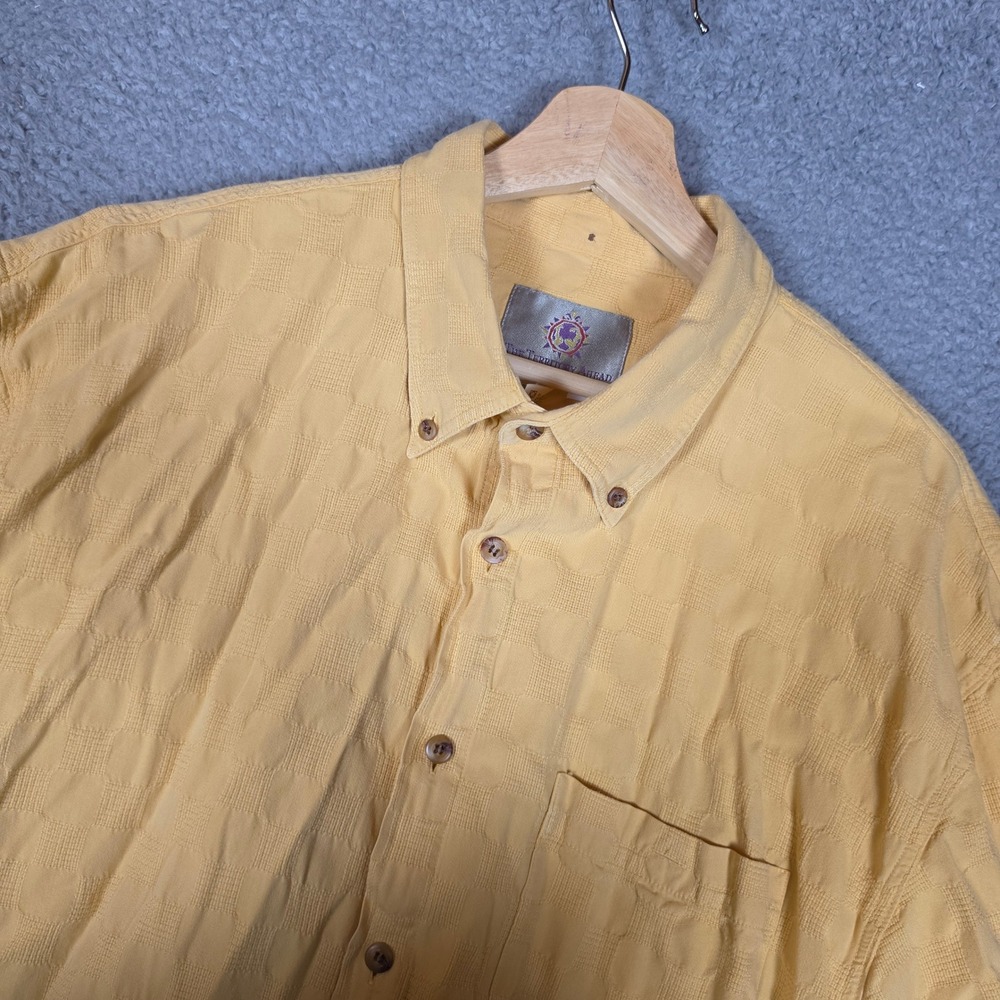 The Territory Ahead Shirt Mens XXL Yellow‎ Textured Cotton Tencel Made Portugal